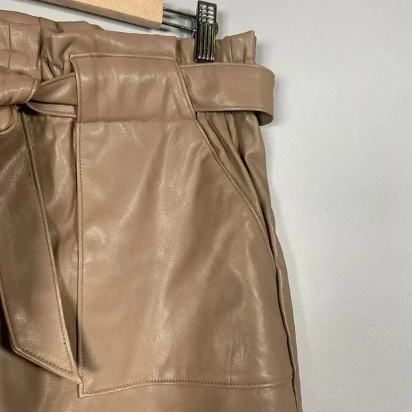 CI Sono Womens Skirt Size L Brown Mini Faux Leather Short Belted - Picture 4 of 10